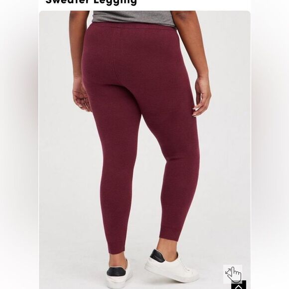 NWT Torrid Full Length Signature Waist Sweater Maroon Leggings Joggers Sz 3 - Picture 2 of 16